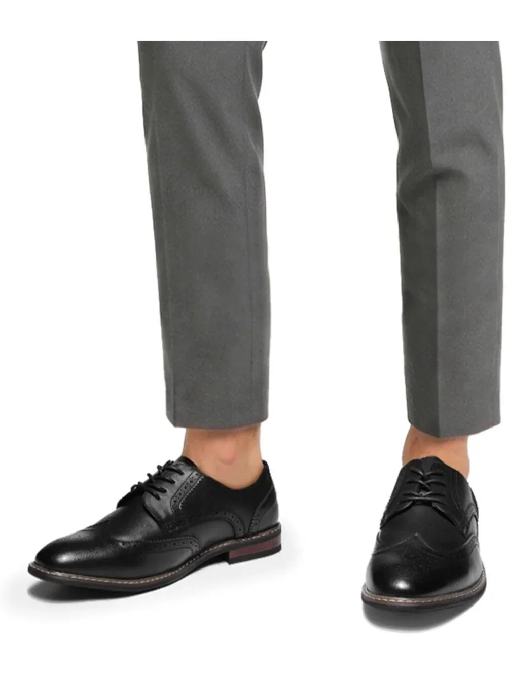 Men's Black Wingtip Anti-Slip Durable Sole Classic Business Oxford Dress Shoes